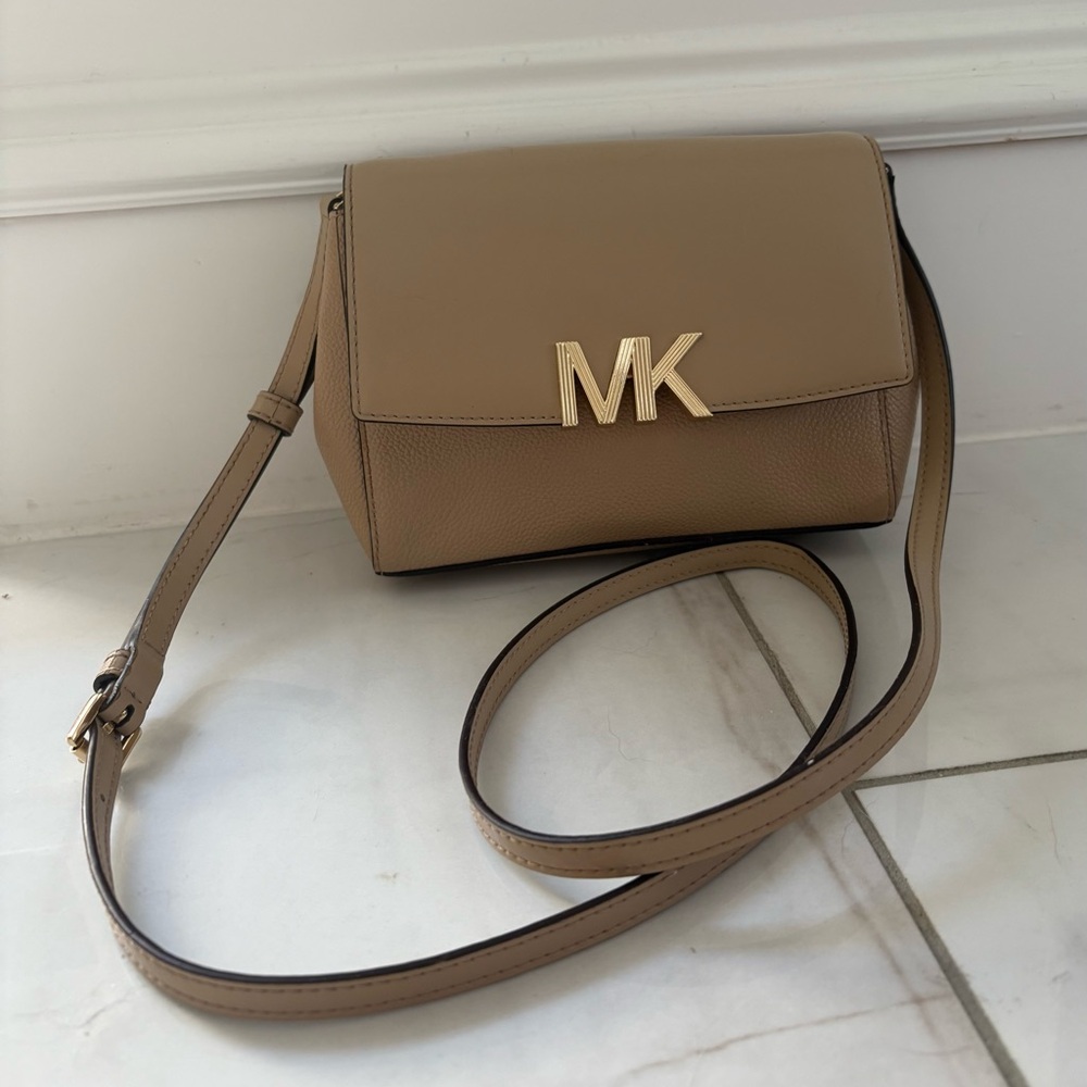 Michael Kors Tan Montgomery Crossbody Bag with Gold Accents